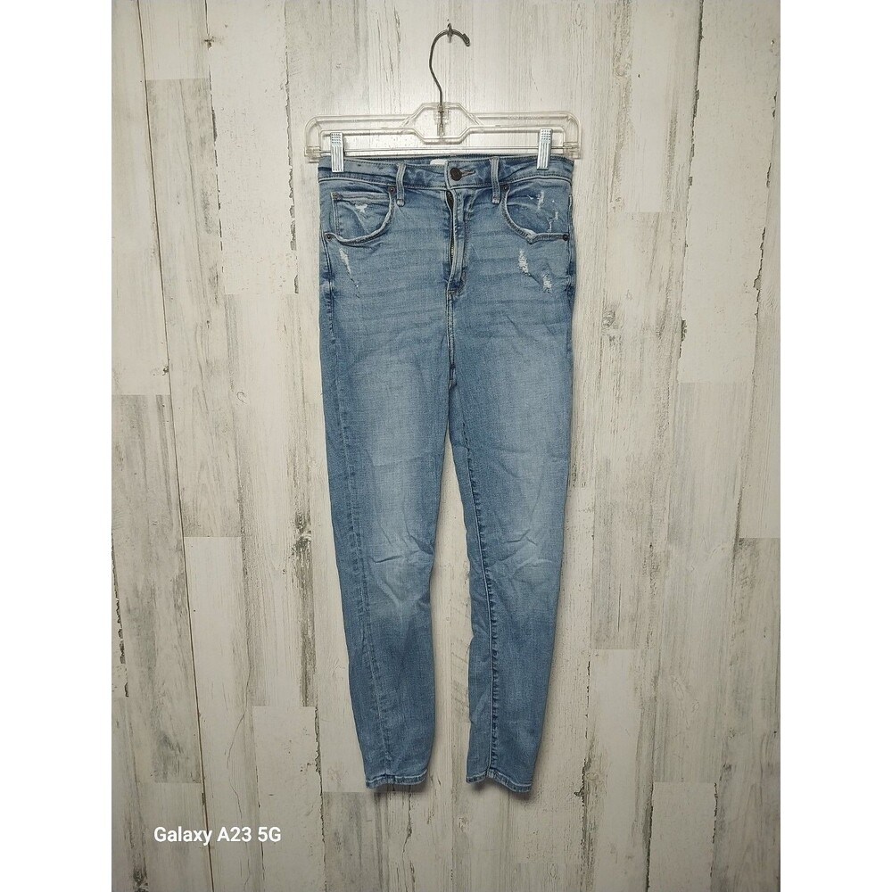 Abercrombie & Fitch The Super Skinny Ankle High Rise Curve Love 26 Distressed